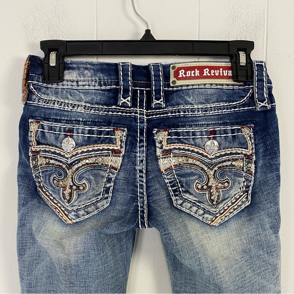 JEANS Rock Revival Diella Easy Boot Women 24 Embroidered Rhinestone THICK STITCH - Picture 11 of 16